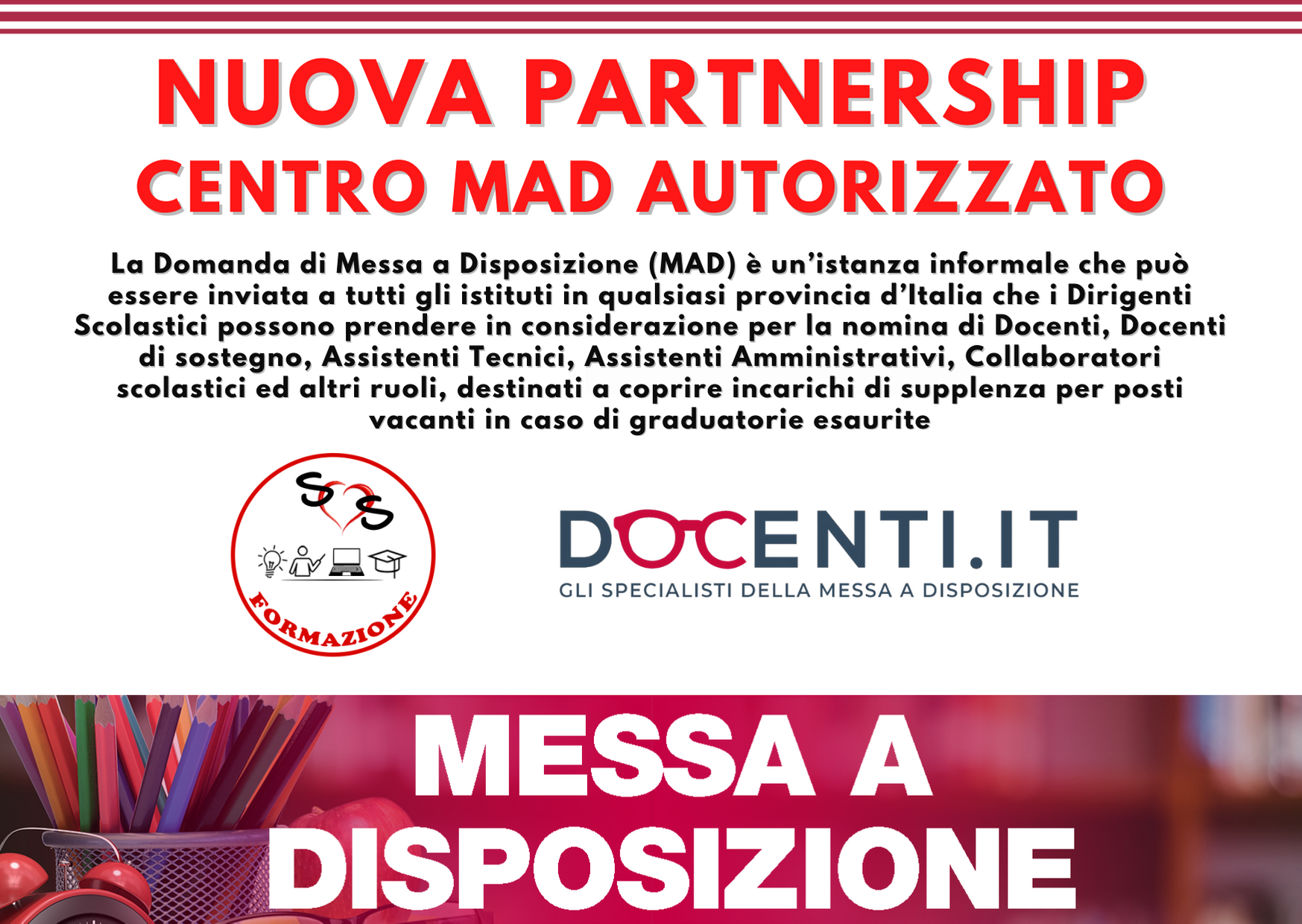 Siamo un Centro MAD: nuova partnership con Docenti.it