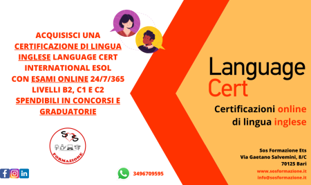NEWS: Da oggi puoi acquisire una certificazione linguistica Language Cert con Sos Formazione