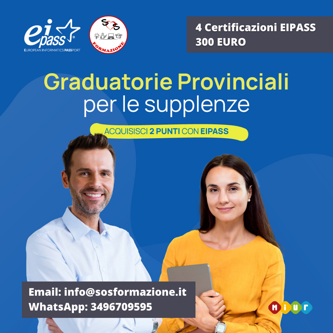PROMO GPS2022: aumenta il tuo punteggio con le certificazioni Eipass!